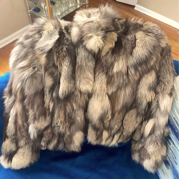 Multicolor Brown Authentic fur coat